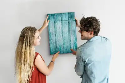 Magnetisch glazen memobord voor aan de muur in de kleur blauw hout