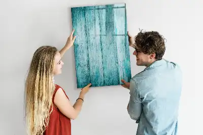 Magnetisch glazen memobord voor aan de muur in de kleur blauw hout
