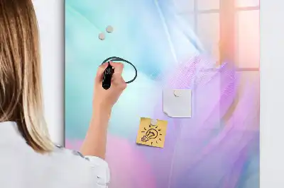 Glazen magneetbord met decoratieve print met pastel veren