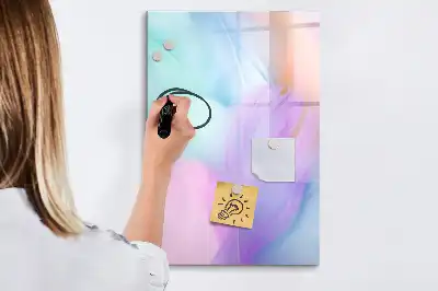 Glazen magneetbord met decoratieve print met pastel veren