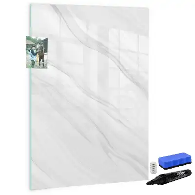 Glazen magneetbord met marmeren golven print met decoratieve print