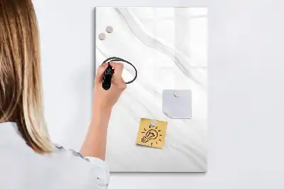 Glazen magneetbord met marmeren golven print met decoratieve print