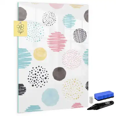 Glazen magneetbord met print kleurrijke cirkels