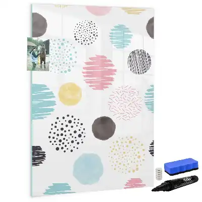 Glazen magneetbord met print kleurrijke cirkels
