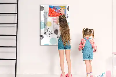 Glazen magneetbord met print kleurrijke cirkels