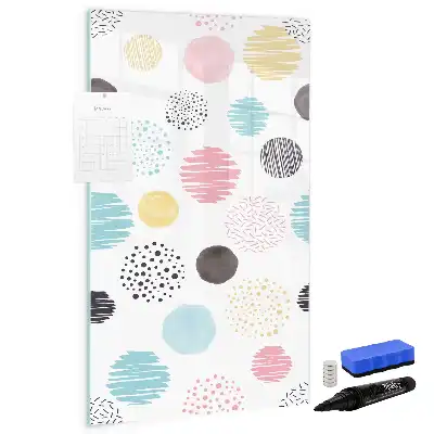 Glazen magneetbord met print kleurrijke cirkels