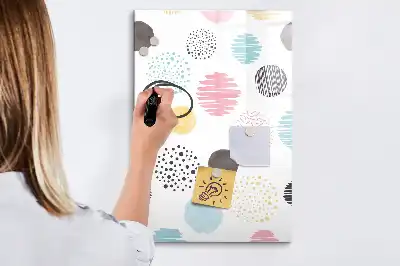 Glazen magneetbord met print kleurrijke cirkels