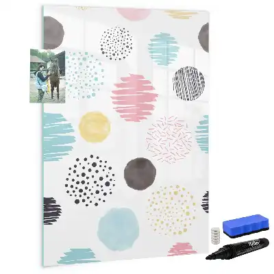 Glazen magneetbord met print kleurrijke cirkels