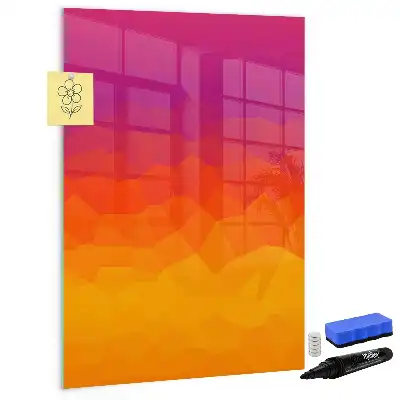 Glazen magneetbord met decoratieve print van een geleidelijke zonsopgang