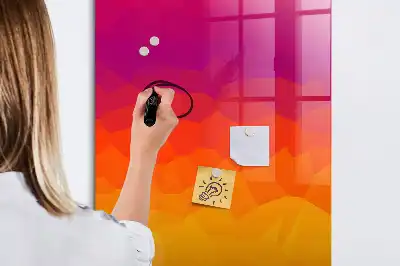 Glazen magneetbord met decoratieve print van een geleidelijke zonsopgang