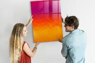 Glazen magneetbord met decoratieve print van een geleidelijke zonsopgang