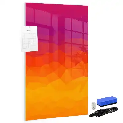 Glazen magneetbord met decoratieve print van een geleidelijke zonsopgang
