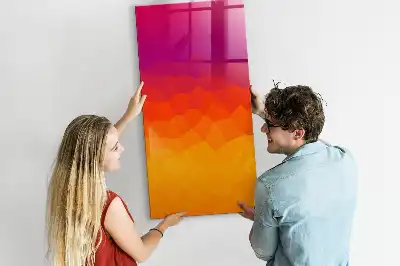Glazen magneetbord met decoratieve print van een geleidelijke zonsopgang