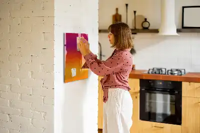 Glazen magneetbord met decoratieve print van een geleidelijke zonsopgang