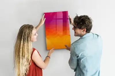 Glazen magneetbord met decoratieve print van een geleidelijke zonsopgang