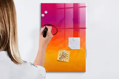 Glazen magneetbord met decoratieve print van een geleidelijke zonsopgang