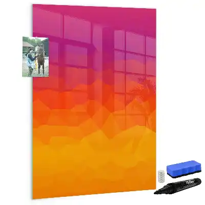 Glazen magneetbord met decoratieve print van een geleidelijke zonsopgang