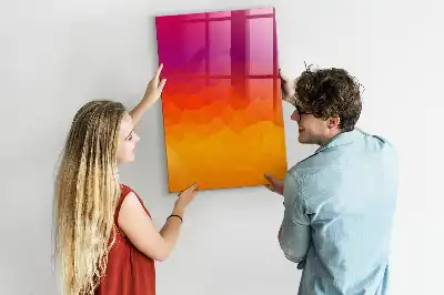 Glazen magneetbord met decoratieve print van een geleidelijke zonsopgang