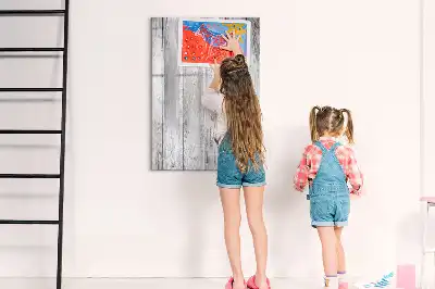 Magnetisch memobord van glas uitvoering in geverfd hout