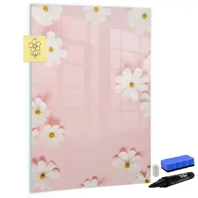 Magnetisch glazen memobord voor aan de muur motief bloemen
