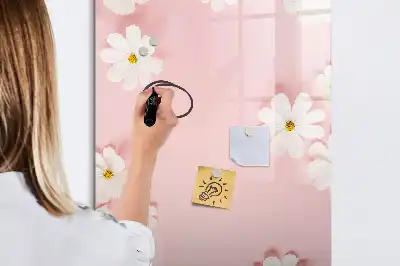 Magnetisch glazen memobord voor aan de muur motief bloemen