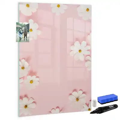 Magnetisch glazen memobord voor aan de muur motief bloemen