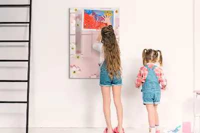 Magnetisch glazen memobord voor aan de muur motief bloemen