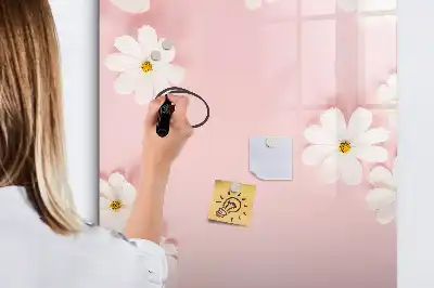 Magnetisch glazen memobord voor aan de muur motief bloemen