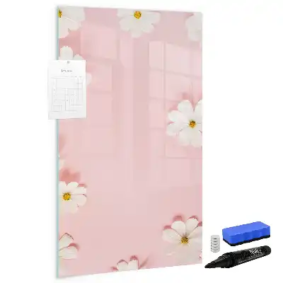 Magnetisch glazen memobord voor aan de muur motief bloemen