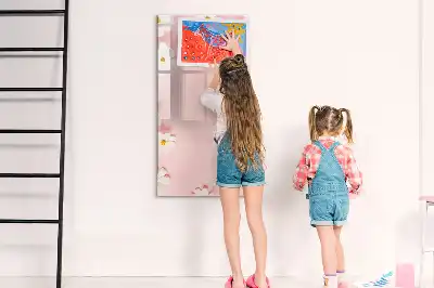 Magnetisch glazen memobord voor aan de muur motief bloemen