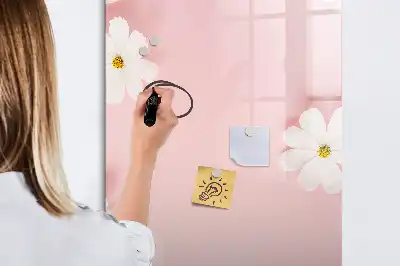 Magnetisch glazen memobord voor aan de muur motief bloemen