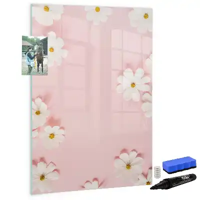 Magnetisch glazen memobord voor aan de muur motief bloemen