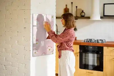 Magnetisch glazen memobord voor aan de muur motief bloemen