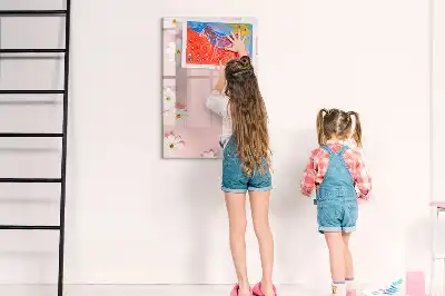Magnetisch glazen memobord voor aan de muur motief bloemen