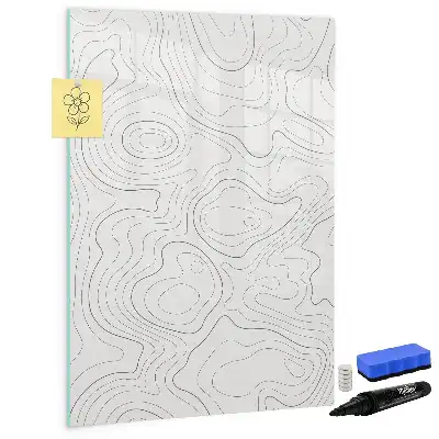 Glazen magneetbord met abstracte lijnenprint