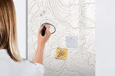 Glazen magneetbord met abstracte lijnenprint