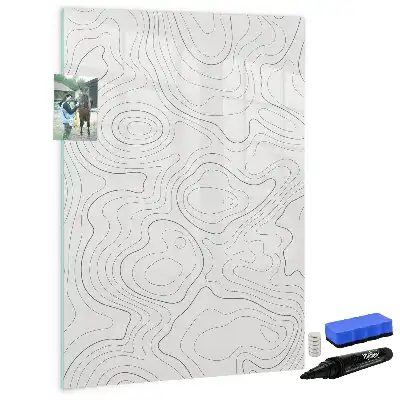 Glazen magneetbord met abstracte lijnenprint