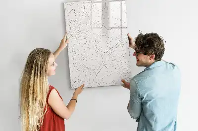 Glazen magneetbord met abstracte lijnenprint