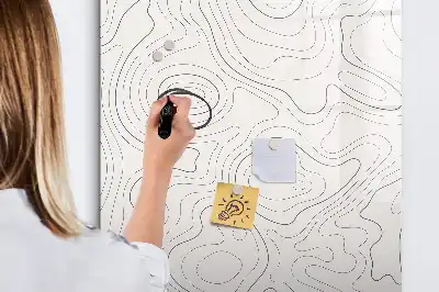 Glazen magneetbord met abstracte lijnenprint