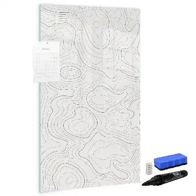Glazen magneetbord met abstracte lijnenprint
