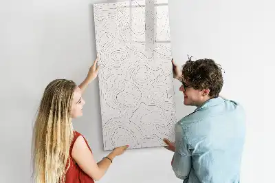 Glazen magneetbord met abstracte lijnenprint