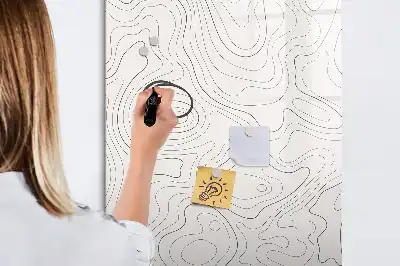 Glazen magneetbord met abstracte lijnenprint
