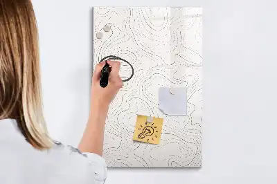 Glazen magneetbord met abstracte lijnenprint