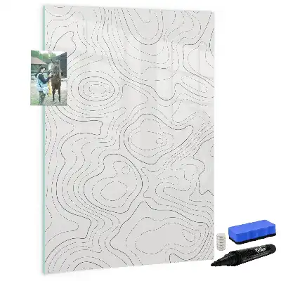Glazen magneetbord met abstracte lijnenprint