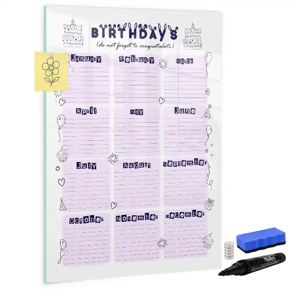 Glazen magneetbord met decoratieve print van Geboorteplaats