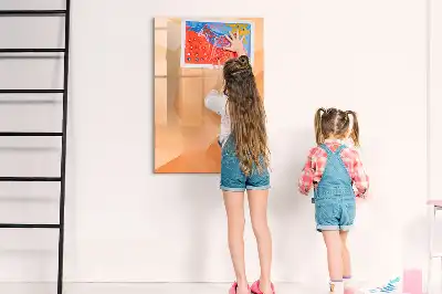 Glazen magneetbord met abstracte driehoeken print