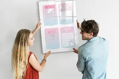 Eenhoorn planner magnetisch memobord van glas voor aan de muur