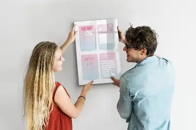 Eenhoorn planner magnetisch memobord van glas voor aan de muur