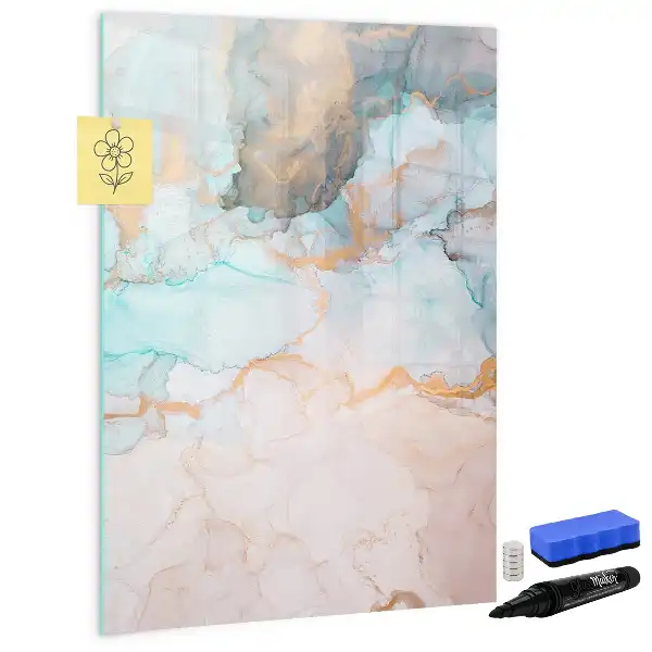 Magnetisch glazen memobord voor aan de muur met abstracte inktprint