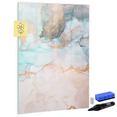 Magnetisch glazen memobord voor aan de muur met abstracte inktprint